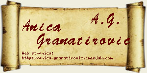 Anica Granatirović vizit kartica